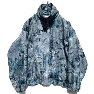 EVR Art Print Silk Jacket High Neck Blouson [1990s-] Vintage Silk 100% Jacket M